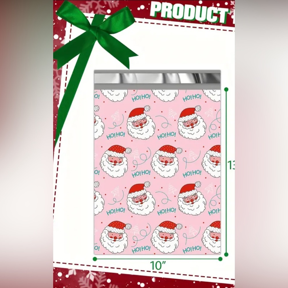 ❤️ Santa Claus Pink Polymailers (10) 10x13”